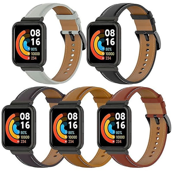 Vaihdettava aito nahkaranneke Xiaomi Redmi Watch 2 Lite -älykelloon, säädettävä ranneke Dark brown Style E