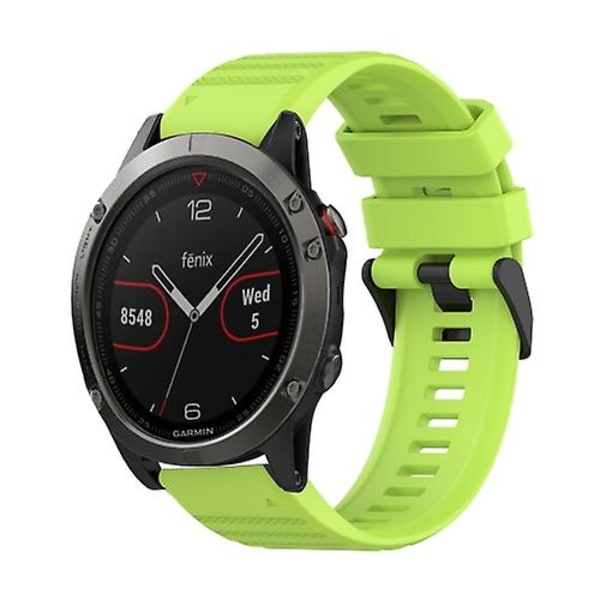 Til Garmin Fenix ​​5 22 mm horisontal tekstur silikone urrem med afmonteringsværktøj Lime Green