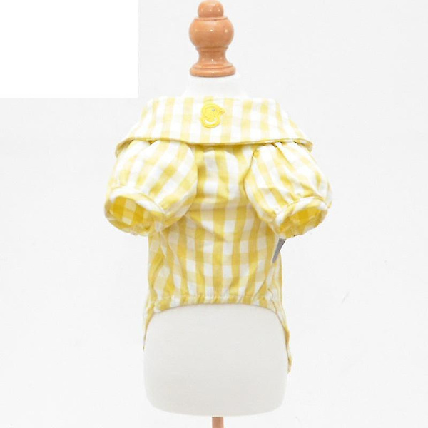 Lemmikkien vaatteet Kevät Kesä Uudet Koiran Vaatteet Lemmikkipaita Pieni koira Yellow plaid Xl