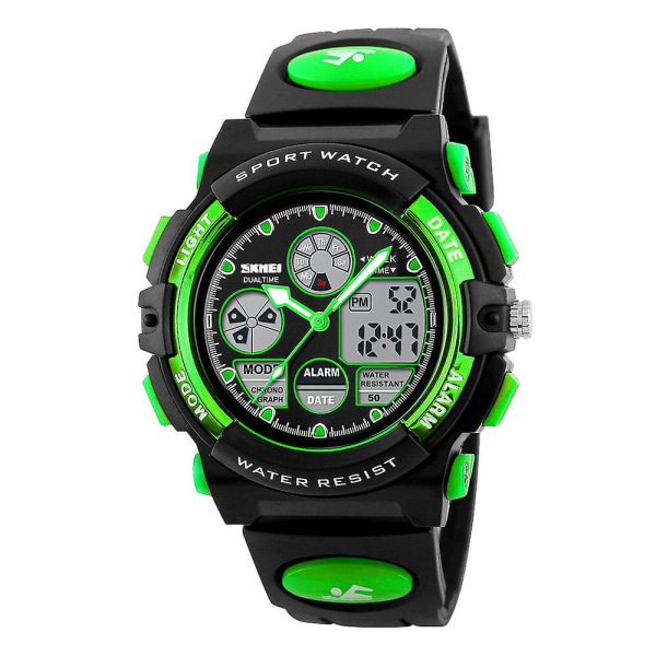 Barnklockor Pojkar Digital Outdoor Sport Watch Multifunktion Vattentät Digital watch med LED-ljus Black