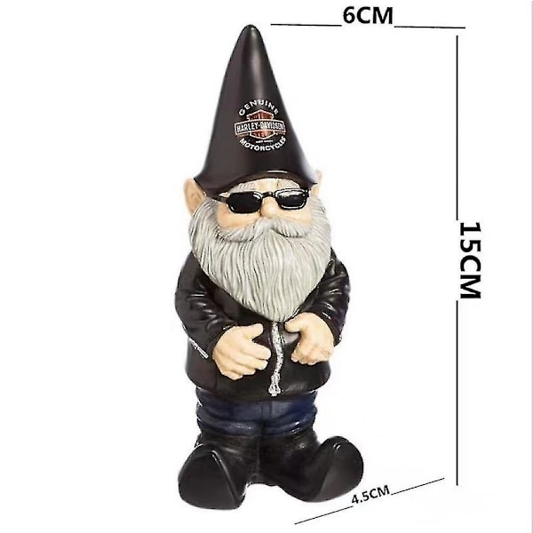 Utomhus Harley-davidson Motorcykel Gnome Goblin Dwarf Resin Trädgårdsdekoration Dekoration Hantverk, hane, 15 cm Jiujiuso