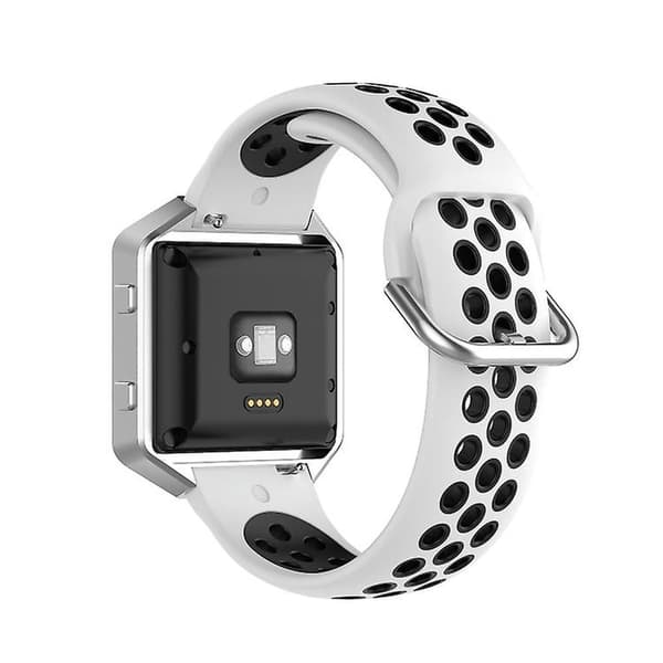 För Fitbit Versa 2 / Versa Lite / Blaze 23mm Sport Tvåfärgad Silikonersättningsarmband Klocka White Black