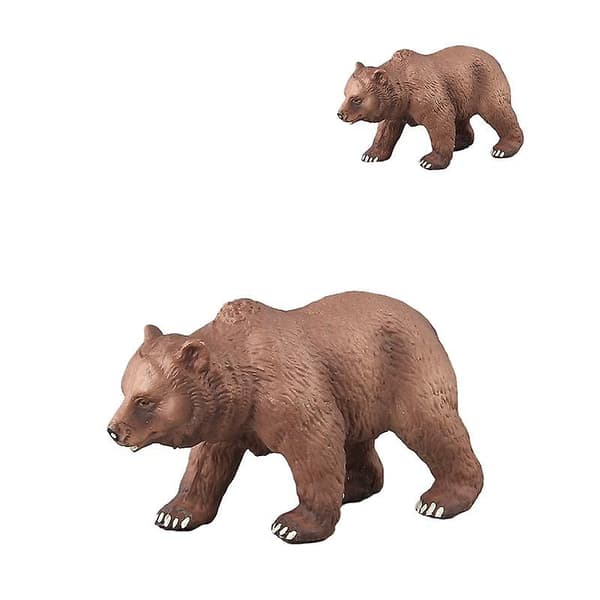 Animal Grizzlys Model Solid Brun Bjørn Stående Stilling Hun Bjørn Cub Gave Legetøj E-4pcs