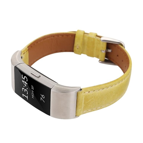 Til Fitbit Charge 2 Fresh Style læderurrem Yellow