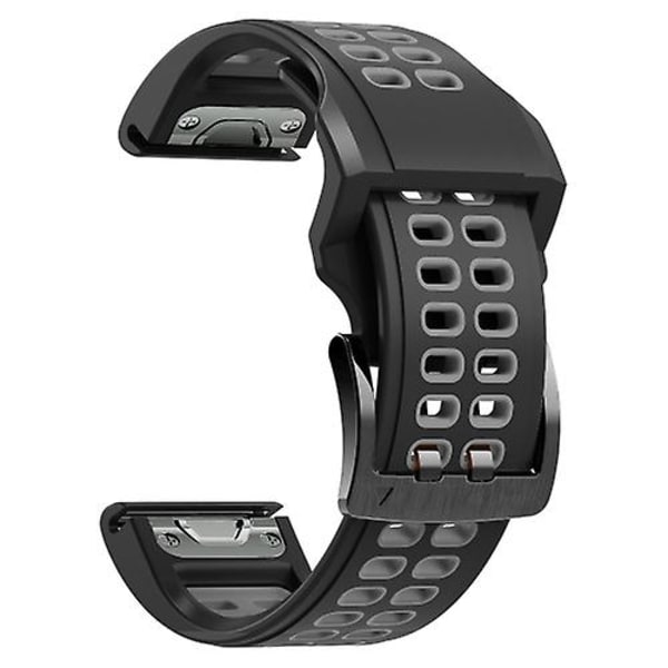 För Garmin Fenix ​​7 26mm Dual Row Holes Tvåfärgad watch Black Grey