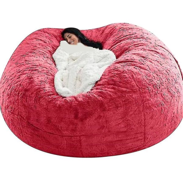 Lazy Sofa Bean Bag Kunstig Pels Bean Bag Bean Sofa Bright red 135cm*65cm