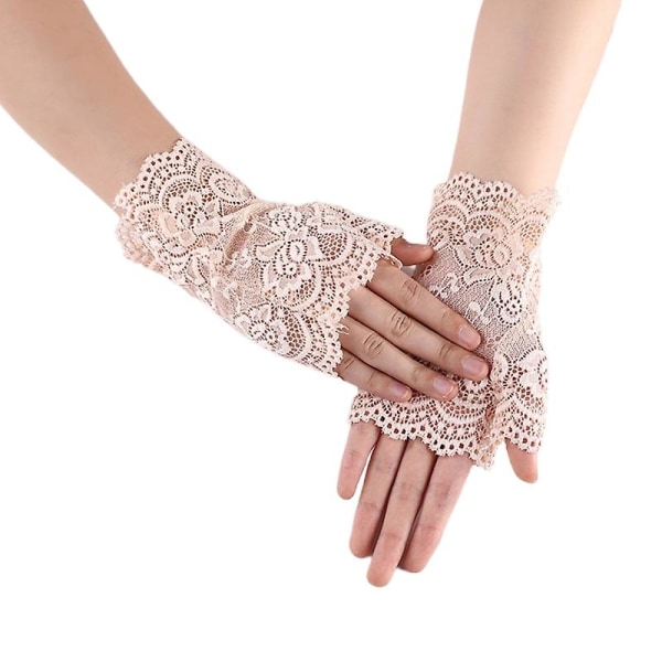Kvinnor ihåliga handskar Bröllopsfest Brudvantar Sheer Mesh fingerlösa handskar Color