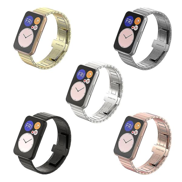 Rustfrit stålrem armbånd rem urrem til Huawei Watch Fit ur Black