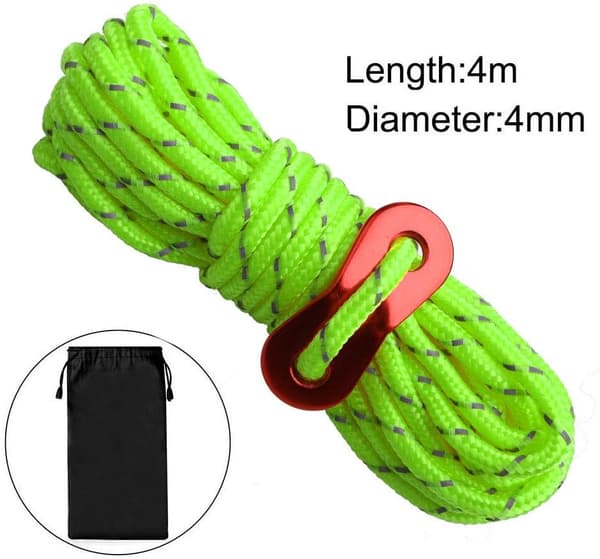 Telttou - 6-pakke 4 mm reflekterende tau for camping