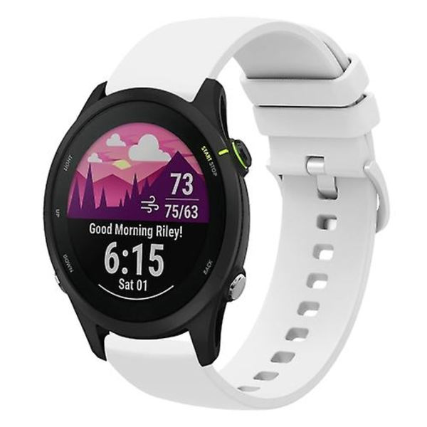 Til Garmin Forerunner 255s 18mm ensfarvet blød silikone urrem White