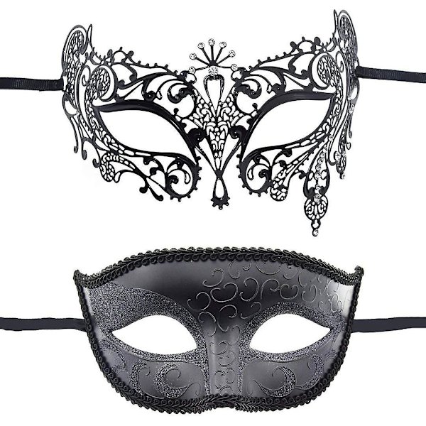 Par venetiansk mask, 2 delar, maskeradmask för karnevalsfest Kostym Balfest karnevalskväll