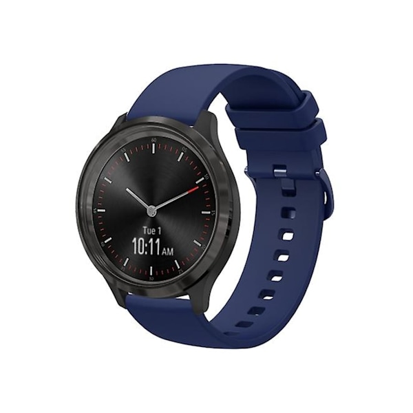 Rem til Garmin Vivomove 3 20Mm Navy Blå Solid Color Blød Silikone Urrem