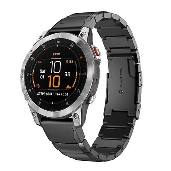 For Garmin Epix Gen 2 22mm Tortoise Shell rustfritt stål klokkebånd Black