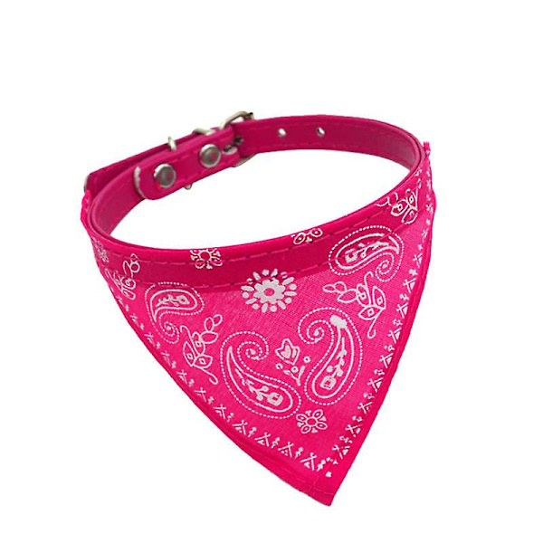 Säädettävä lemmikkieläinten bandana kaulahuivi koiran sylkipyyhe puuvillainen koiran tarvikkeet painatus kolmioside Rose red