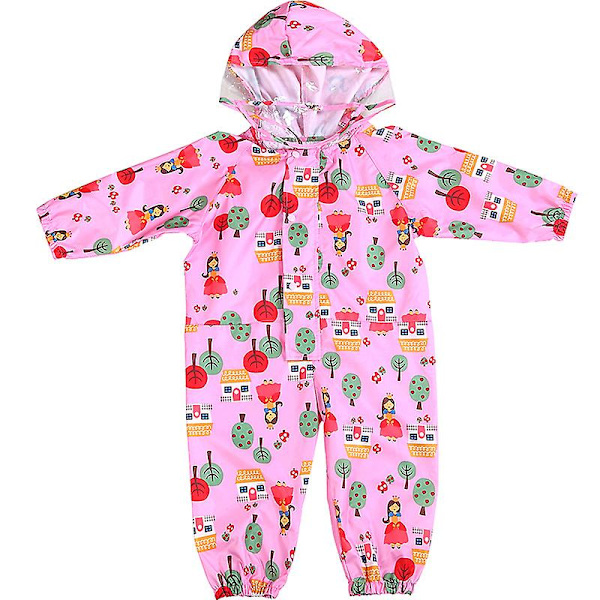 Polyester Sødt Mønster Børne Regnfrakke Vandtæt Vindtæt One Piece Regnfrakke pink s