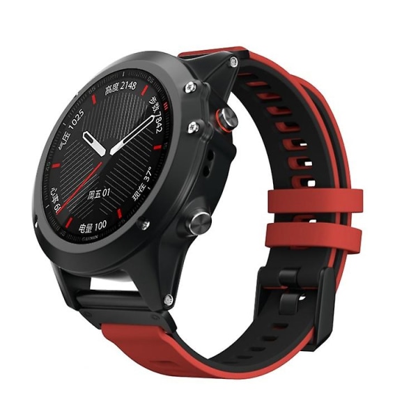 For Garmin Fenix ​​6x tofarget silikon klokkerem Red Black