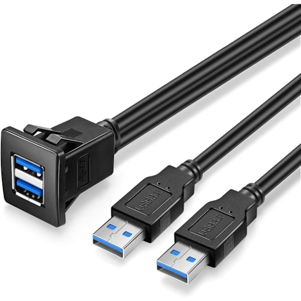 Dobbel Usb3.0 Kvadratisk Flush Mount - 2M 6Ft USB 3.0 Forlengelse