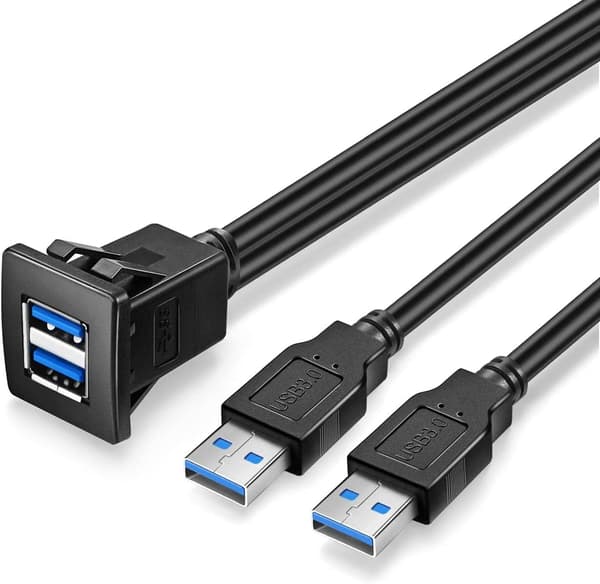 Dubbel USB3.0 Kvadratisk Flush Mount - 2M 6Ft USB 3.0 Förlängning