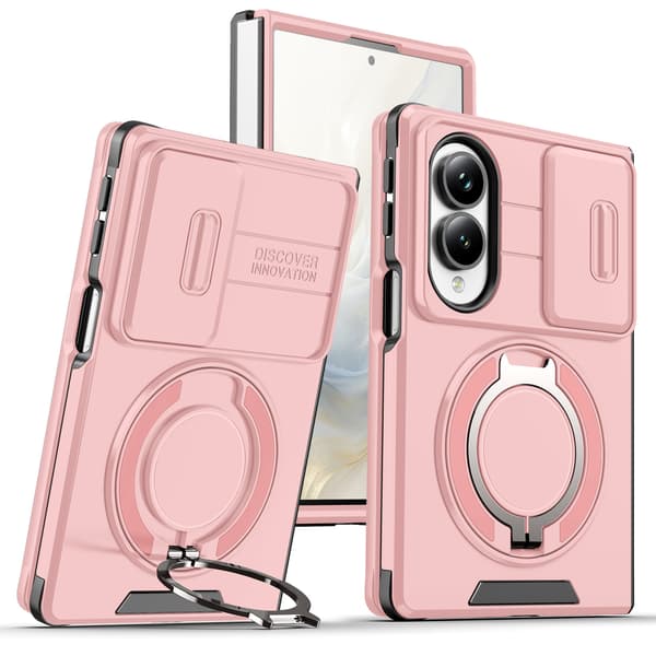 Fodral för Samsung Galaxy Z Fold8, fallsäkert med 360° roterande magnetiskt stativ Pink