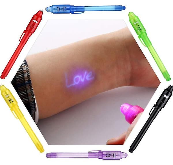 8st Invisible Ink Penna Med Uv-ljus Magic Markör