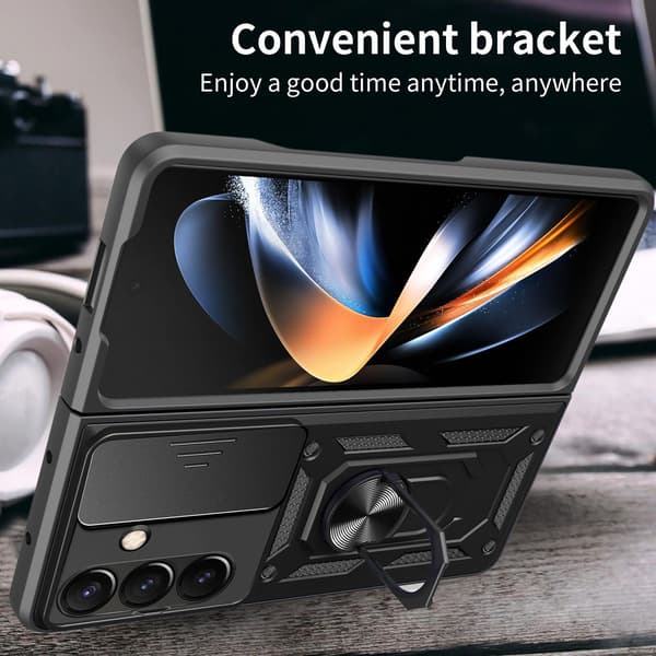 Kotelo Samsung Galaxy Z Fold8 Ultralle, iskunkestävä suojakotelo jalustalla Silver