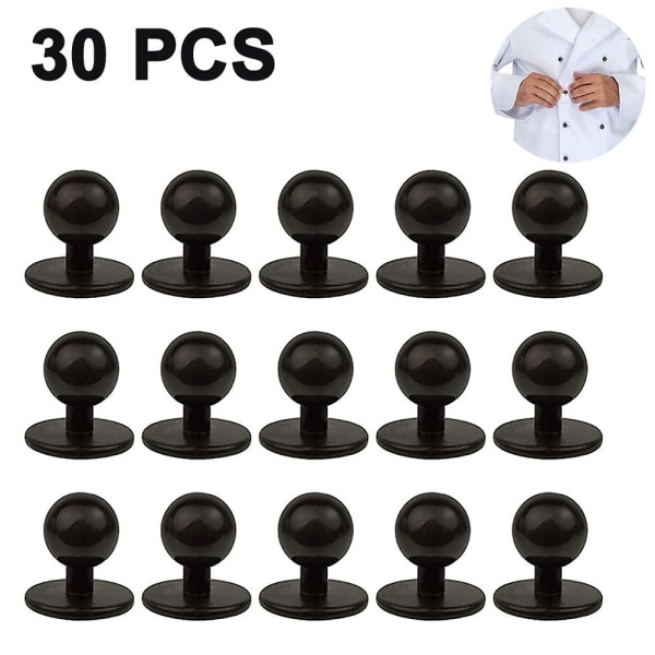 Runde knapper til kokkejakker, 30 stk, i sort, 11 mm diameter