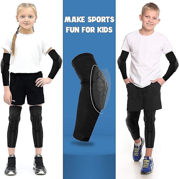 Barn/ungdom Sport Honeycomb Compression Knäskydd Armbågsskydd Skyddsutrustning för basket, baseboll, fotboll, volleyboll, brottning, cykling YS