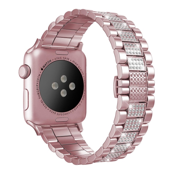 Metall diamantrem kompatibel för Apple Watch 49mm 45mm 44mm 42mm 41mm 40mm Ersättningsarmbandsrem för Iwatch 8 7 6 5 4 3se Rose pink iWatch Ultra 49mm