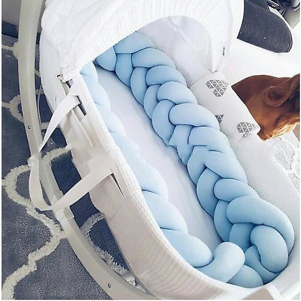 Baby Upholstery Woven Knotted Ball Pillow Twist Braid Baby Bed Sleep Bumper Decoration Bed Surround blue 3m