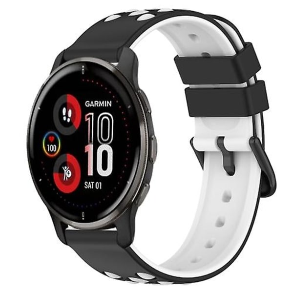 För Garmin Venu 2 Plus 20 mm tvåfärgad porös watch Black-White