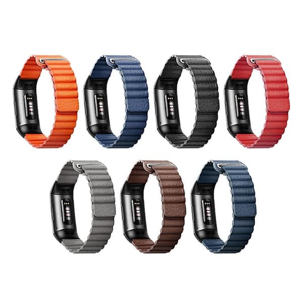 18 mm magnetisk skinnklokkerem for Fitbit Charge 4/3 Gemstone Red