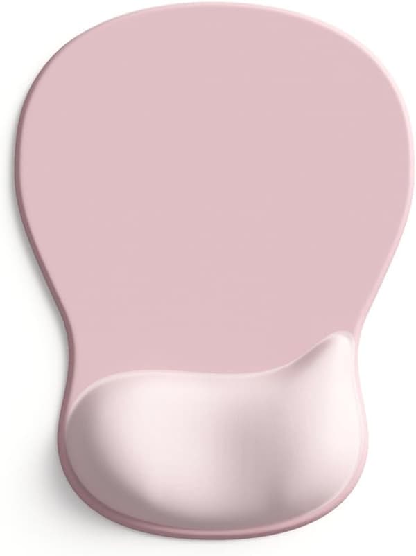 Skridsikker musemåtte i memoryskum med gel-håndledsstøtte (pink)