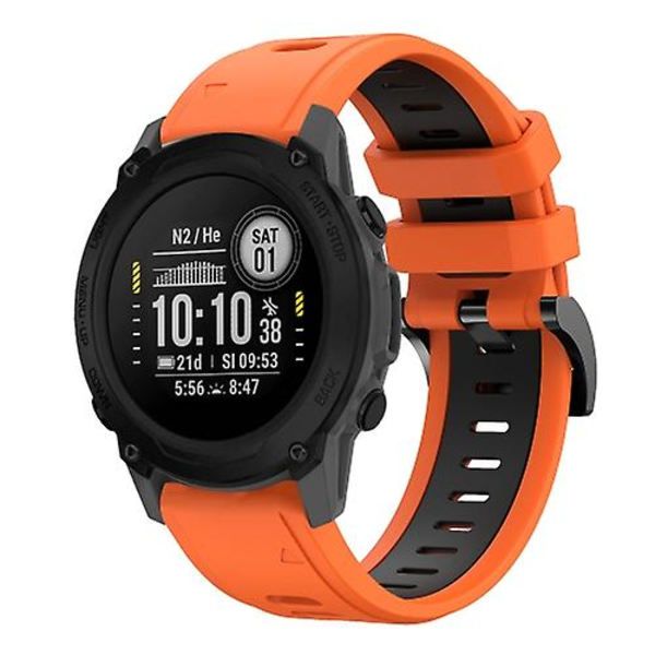 Til Garmin Descent G1 22 mm tofarvet sportssilikoneurrem Orange-Black