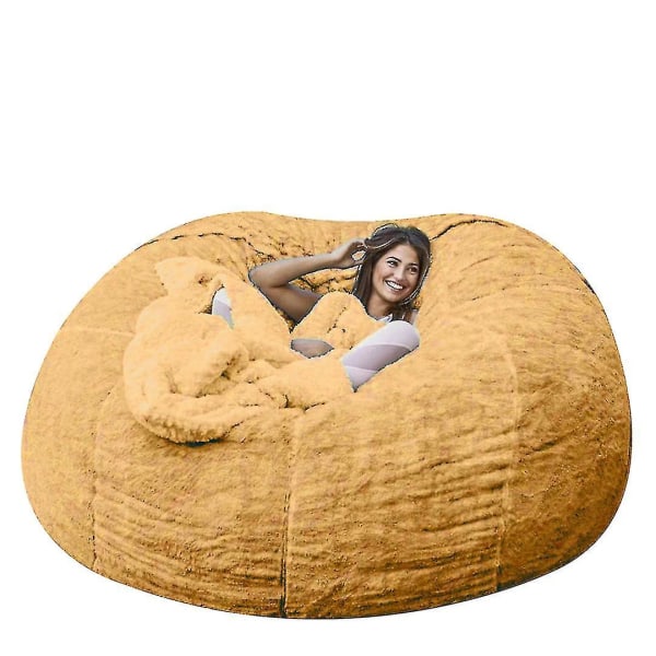 Lazy Sofa Bean Bag Konstgjord päls Bean Bag Bönsoffa yellow 150cm*75cm