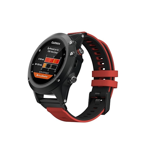 Rem til Garmin Fenix 7 To-farvet silikone Quick Release urrem Rød Sort