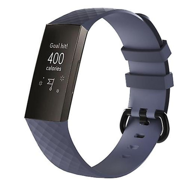 Diamond Pattern Silicone Watch Band för Fitbit Charge 3 Grey