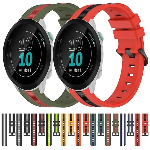 For Garmin Forerunner 55 20 mm vertikalt tofarget silikonklokkebånd Orange-Black