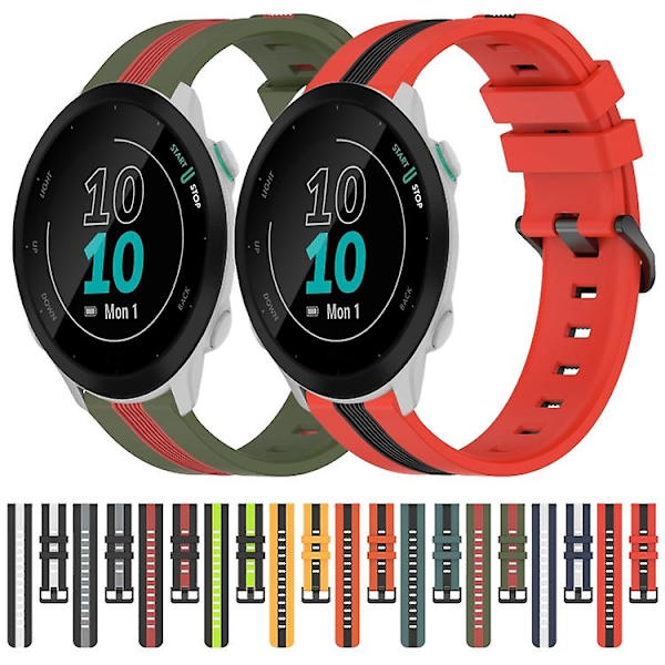 Til Garmin Forerunner 55 20 mm lodret tofarvet silikoneurrem Black-Red