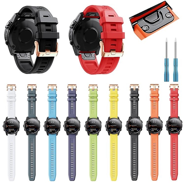 For Garmin Fenix ​​6s 20 mm rosegullspenne silikonklokkerem Orange