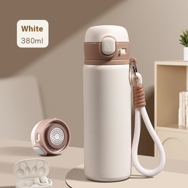 Bærbar 316 rustfri ståltermokande med håndtag White 380ml