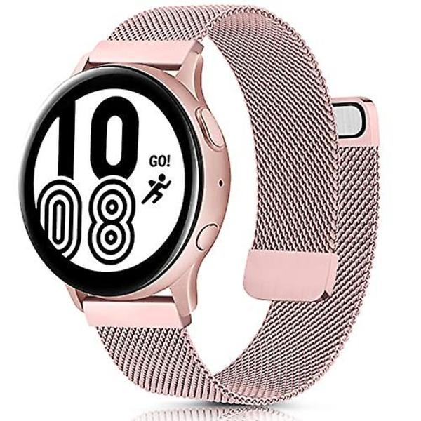 Milanese rem til Samsung Galaxy Watch 4 Active 2 Huawei Watch Gt2 Magnetisk spænde Metal åndbart armbånd til Amazfit Gtr Rose pink Samsung watch 42mm