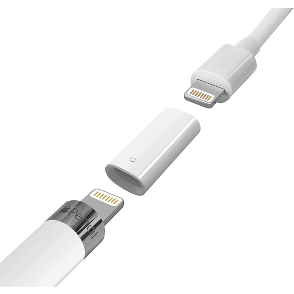 Apple Pencil Adapter Opladerkabel Kompatibel med Apple Pencil Og Ipad Pro Pakke med 2 - Hvid