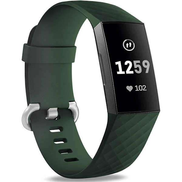 Vedenpitävä watch hihna Fitness Sport Ranneke, joka on yhteensopiva Fitbit Charge 4 / Fitbit Charge 3 Se - Multi Color kanssa Olive Green Large