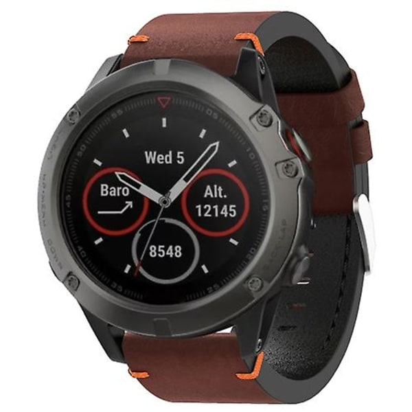 Garmin Fenix ​​5x Sapphire 26mm Nahkaommel watch Coffee