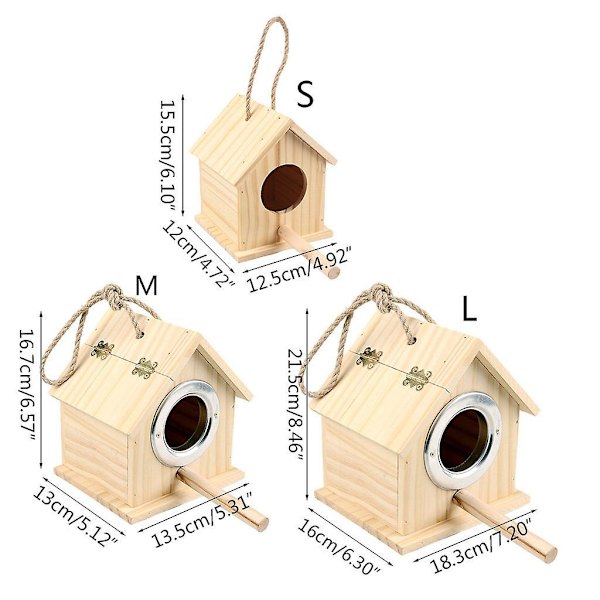 Nest House Fågelholk Bur Korg Vila Plats Väggmonterad Utomhus Fågelholk Trä Låda M