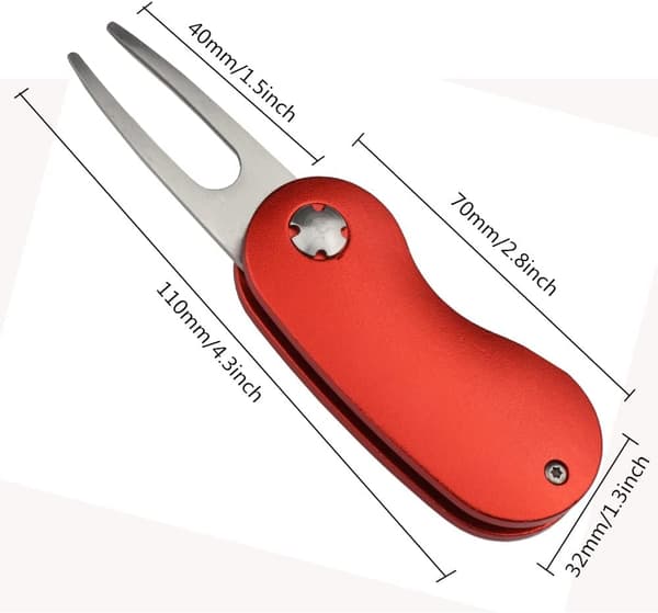 Golf Divot Repair Tool med Magnetisk Ballmarkør - Foldbar Metall
