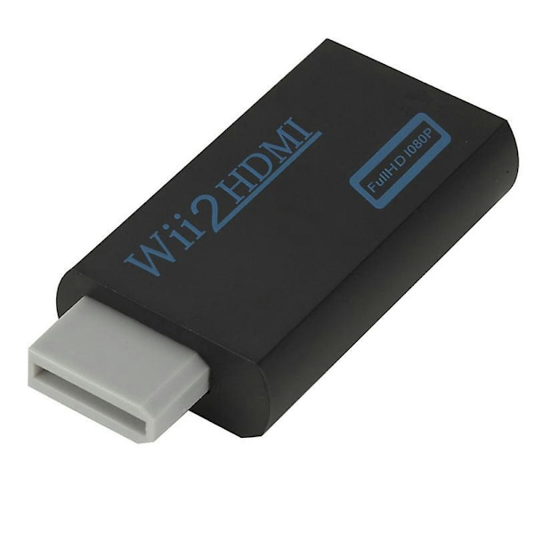 Wii til HDMI-konverter - 720/1080P HD-adapter med 3,5 mm lydutgang for Wii-skjerm-TV (svart)