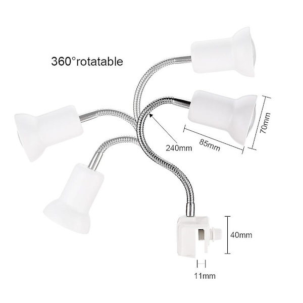 Reptil varmelampe sollampe med justerbar holder klemmelampe med afbryder skildpadde solbad spotlys med 360 roterbar arm strømadapter til firben skildpadde