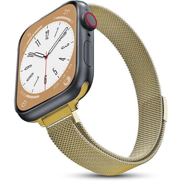 Milanese öglerem för Apple Watch Band 40 mm 44 mm 41 mm 45 mm 38 mm 42 mm 49 mm 45 mm smalt armband Iwatch Series 3 4 6 Se 7 8 Ultra slim gold 42mm 44mm 45mm 49mm