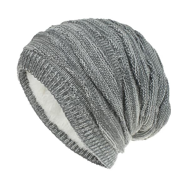 Unisex herr dam stickad mössa ullmössa varm utomhus vinter huvudbonad accessoarer Light Gray